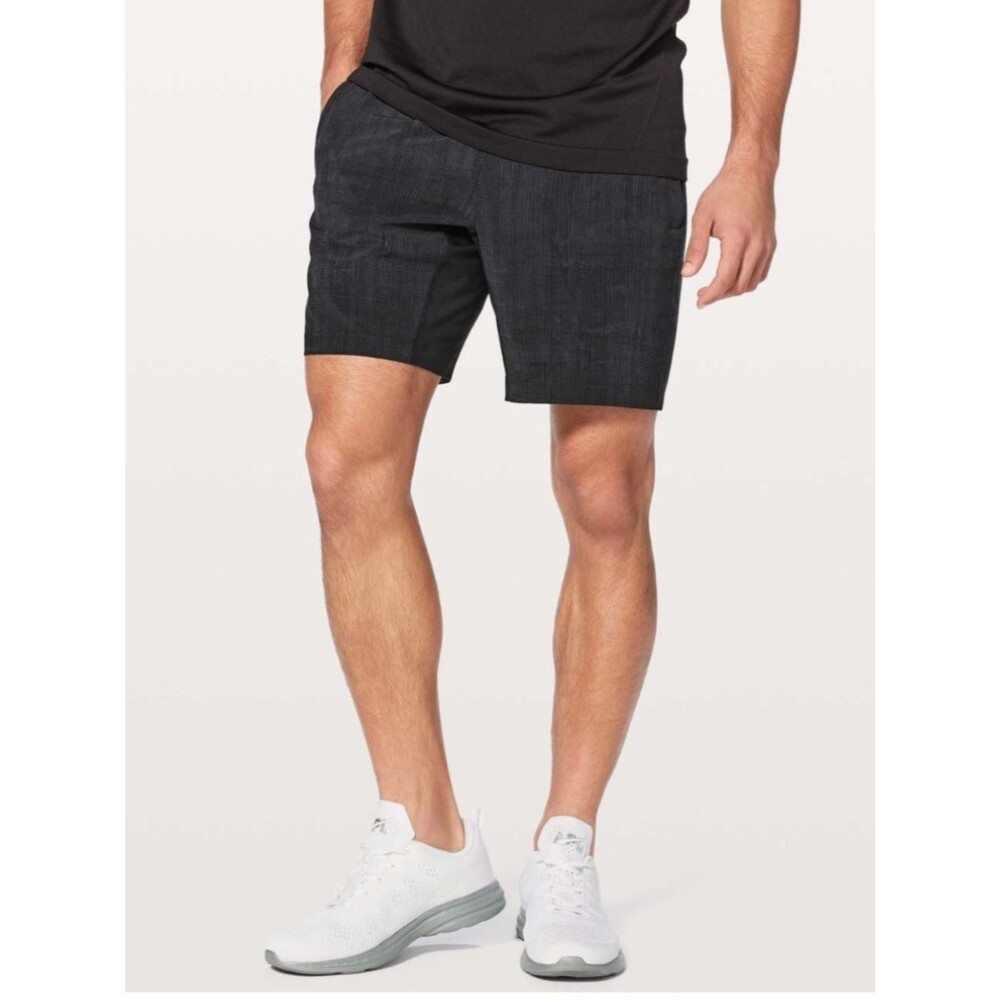 lululemon T.H.E. 7” Linerless Men's Grid Lines Coal Performance Shorts XL